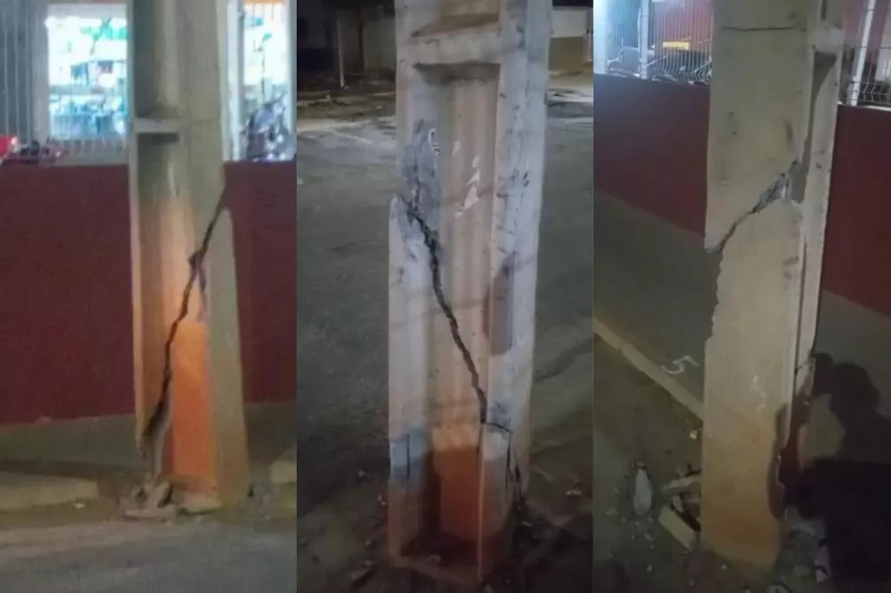 Morador relata preocupação com poste de internet danificado próximo ao Hiper Queiroz, em Patos