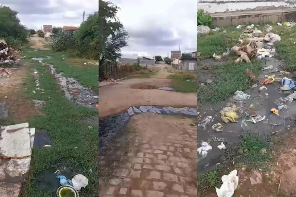 Morador denuncia esgoto a céu aberto na Rua Antônio Leite da Silva, em Patos; secretário promete agilidade no serviço
