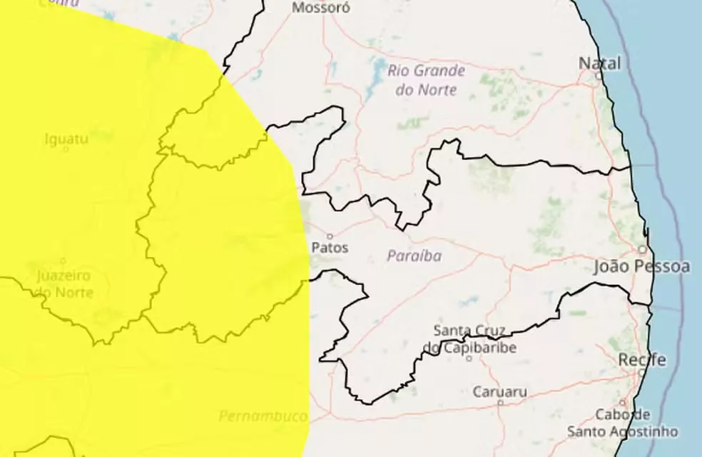 Inmet emite alerta de baixa umidade do ar para Patos e 69 cidades do Sertão da Paraíba