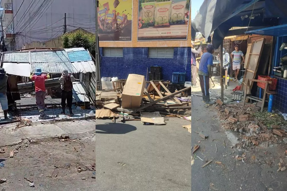 Prefeitura de Patos dá continuidade à retirada de barracas nas ruas próximas ao Mercado Central, em cumprimento de decisão judicial