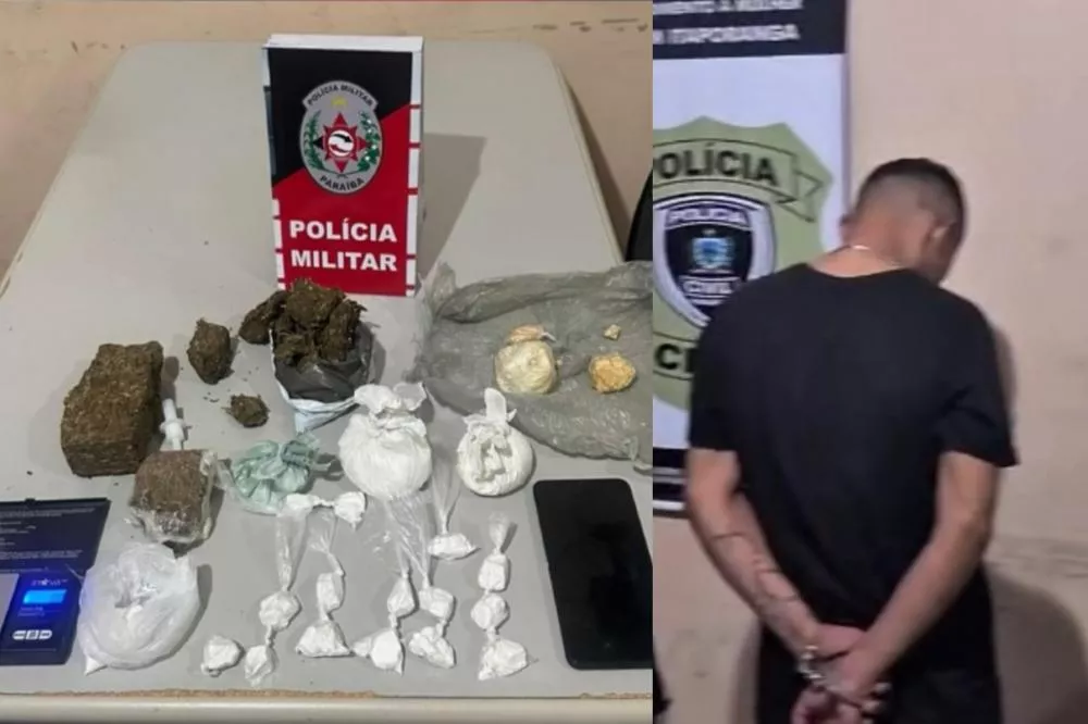 Polícia Militar apreende drogas e prende suspeito de tráfico em Itaporanga