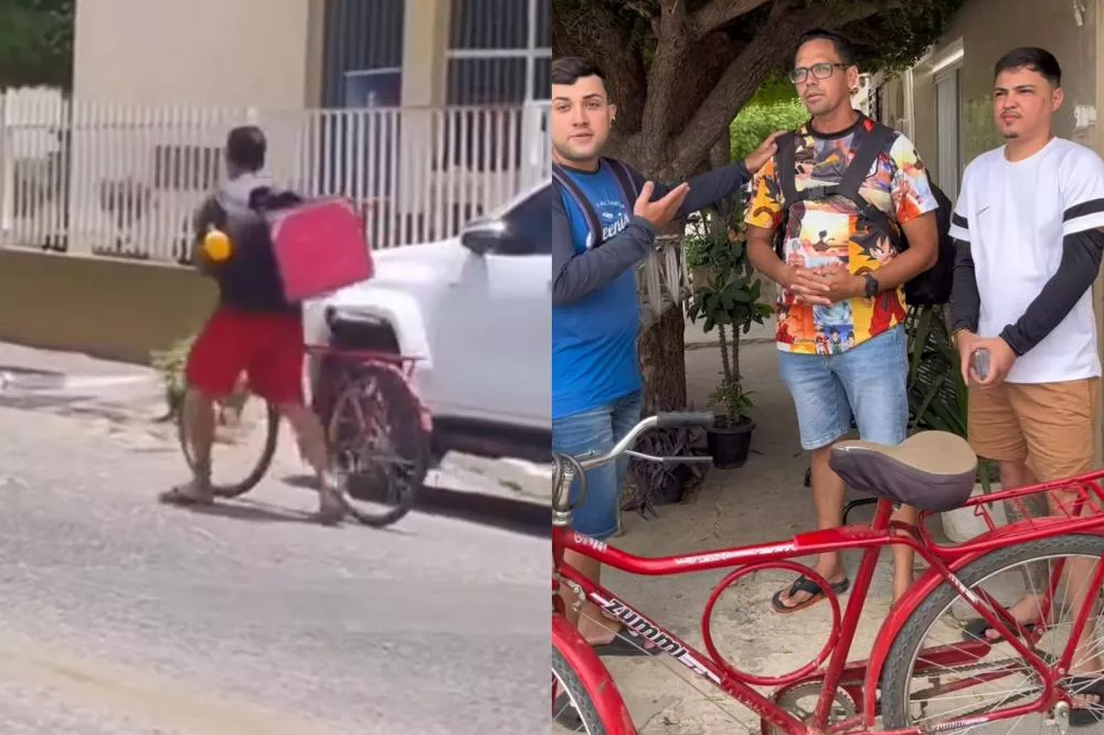 Entregador que trabalha de bicicleta em Patos comove colegas, que lançam campanha para ajudá-lo a comprar uma moto
