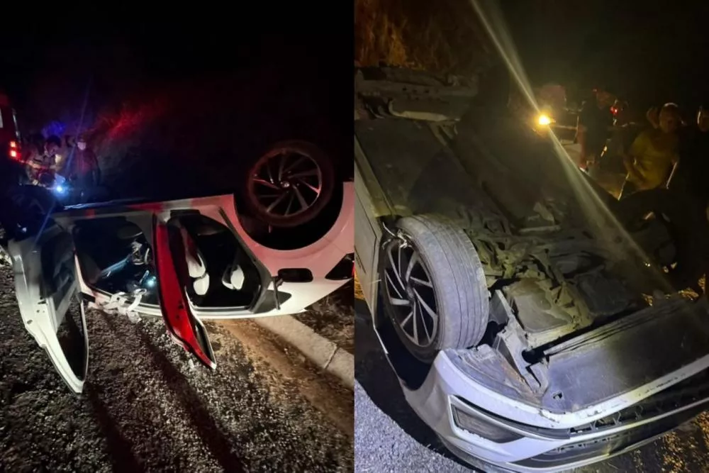 Carro capota em curva da BR-230, próximo a Pombal, na noite deste sábado (4)