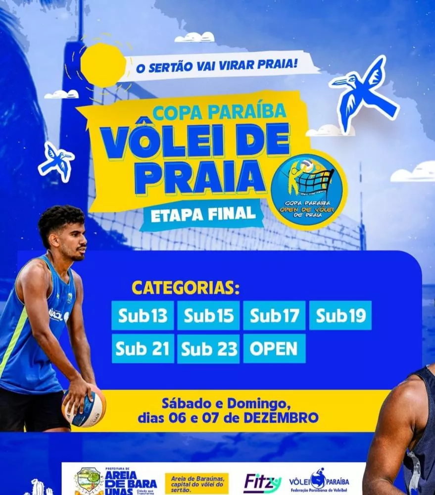 Areia de Baraúnas se transformará na capital do vôlei de praia com a grande final da Copa Paraíba 2025