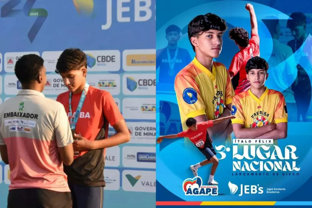 Aluno do Colégio Ágape, em Patos, conquista 3º lugar nacional nos Jogos Escolares Brasileiros 2025