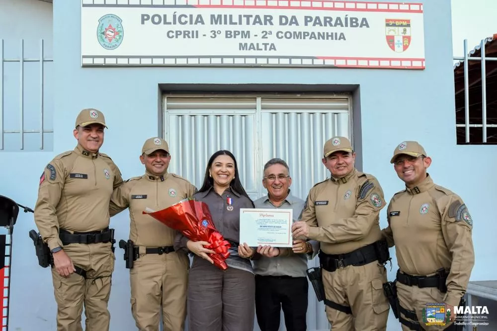Inauguração da nova sede da 2ª Companhia do 3º BPM em Malta reúne a prefeita Ana Peixoto, o líder político Nael Rosa e outras lideranças políticas