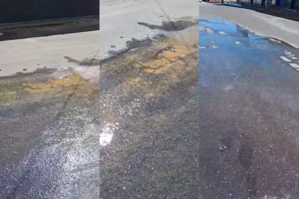 Vazamento de água é registrado no Centro de Patos, neste domingo (16); Cagepa diz que equipe de manutenção irá ao local