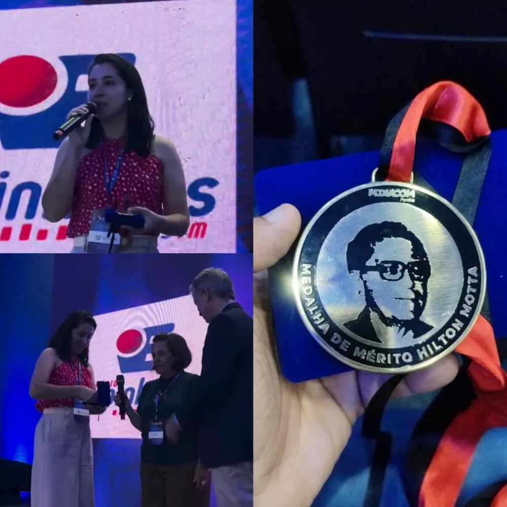 Rádio Espinharas é condecorada com a Medalha de Mérito Hilton Motta durante o I Encontro Midiacom, em João Pessoa