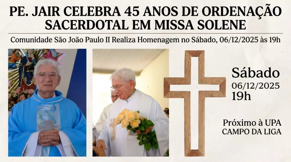 Pe. Jair celebra 45 anos de sacerdócio com missa especial em Patos