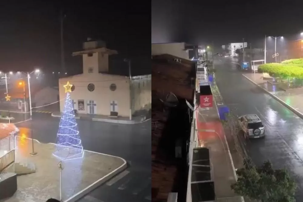 Registro de chuva em Mãe d'Água nesta segunda-feira (Foto: Reprodução)