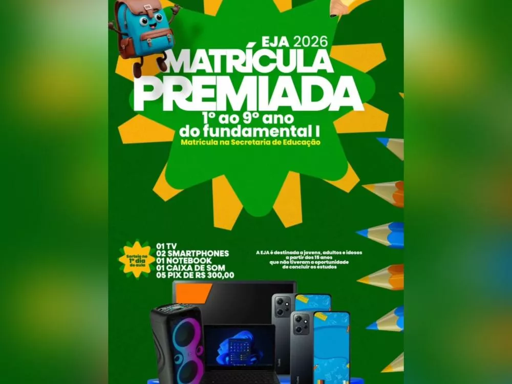 Matrícula Premiada EJA 2026 já está aberta em Cacimbas