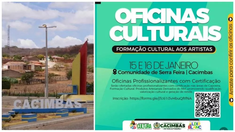 Prefeitura de Cacimbas realiza oficinas e curso de formação cultural com recursos da Lei Aldir Blanc
