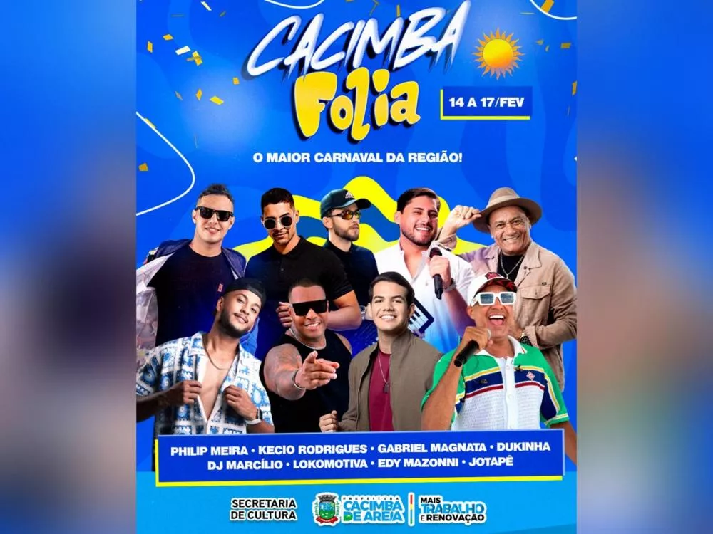 Cacimba Folia promete movimentar Cacimba de Areia com quatro dias de festa e grandes atrações