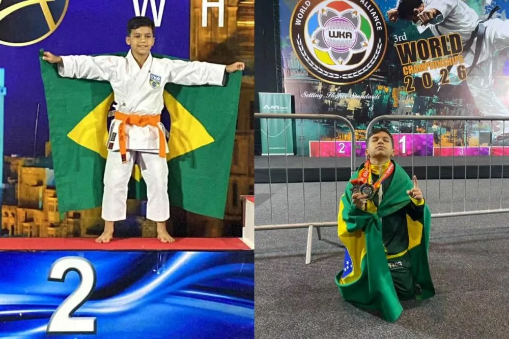 Patoense Luccas Martins, de 11 anos, conquista duas medalhas de prata em competições internacionais de karatê na Europa