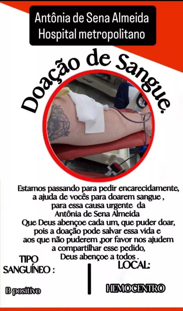 Família faz apelo por doação de sangue para paciente de Patos internada em João Pessoa