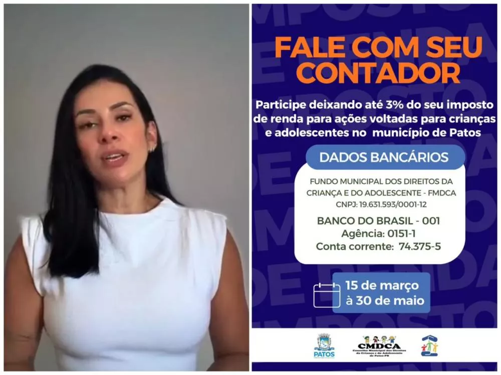 Destinação do Imposto de Renda pode fortalecer projetos sociais para crianças e adolescentes em Patos; veja como funciona