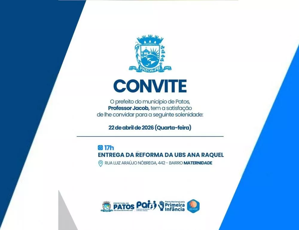 Prefeitura de Patos entrega nesta quarta (22) UBS Ana Raquel totalmente reformada e equipada para atender a população