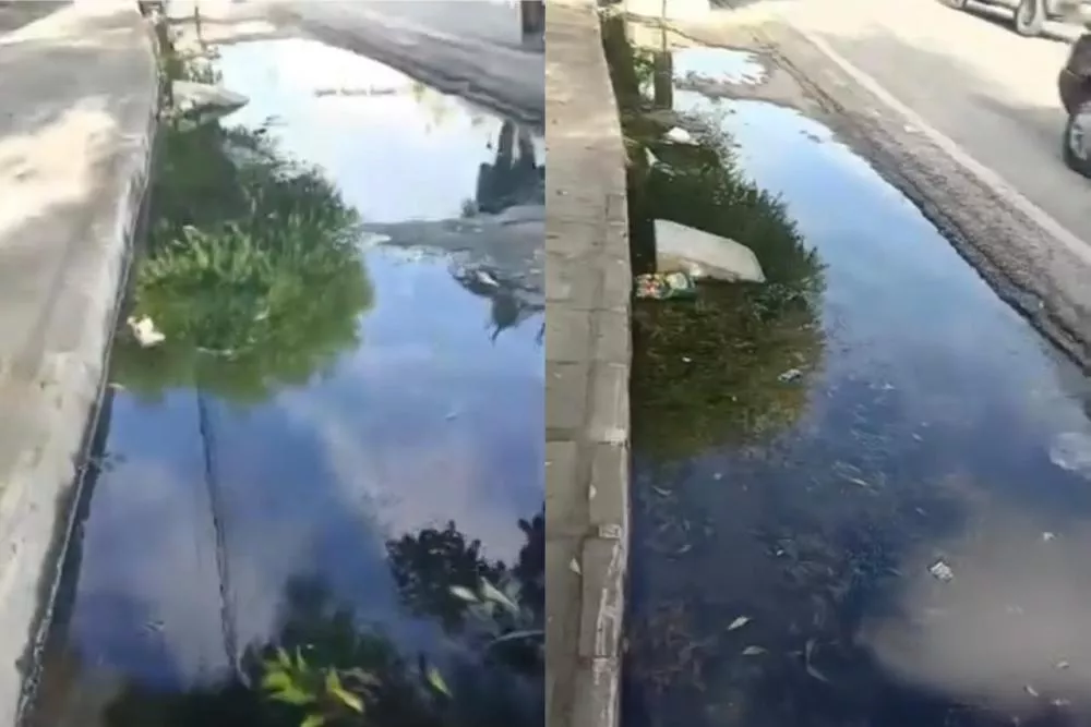 Moradores denunciam galeria estourada na Rua Padre Assis, em Patos