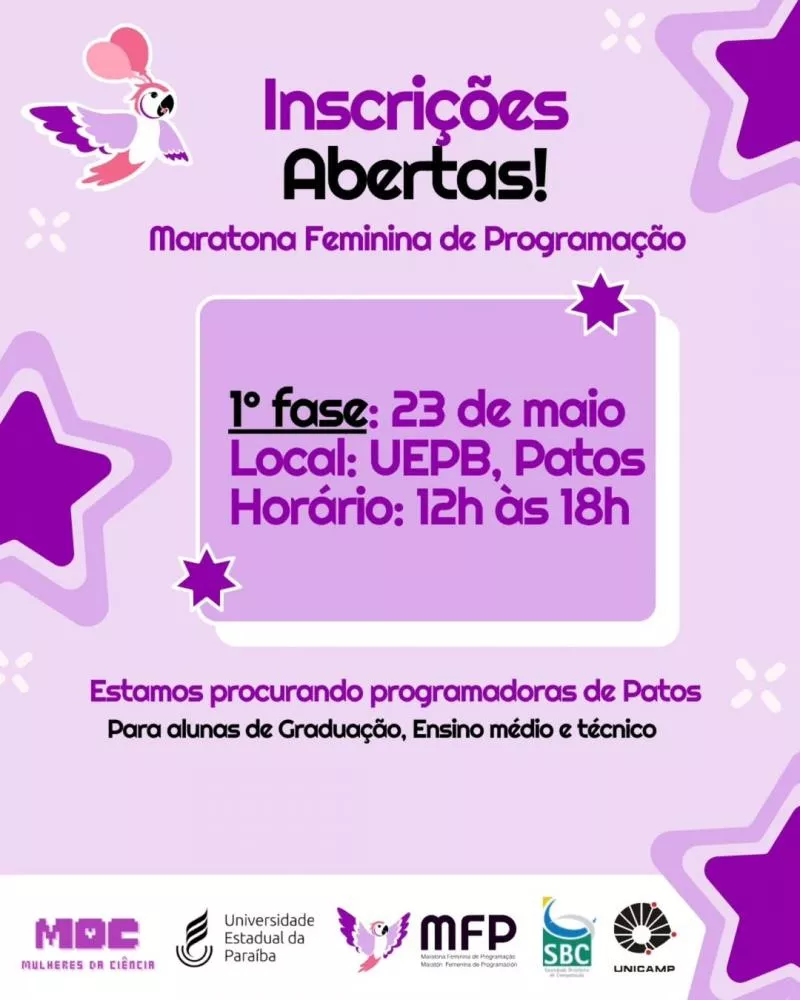UEPB Patos sediará pela primeira vez a Maratona Feminina de Programação da SBC