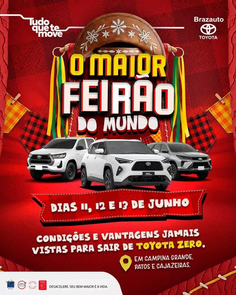 Brazauto Toyota realiza “O Maior Feirão do Mundo” com descontos exclusivos, bônus de fábrica e atrações para toda a família