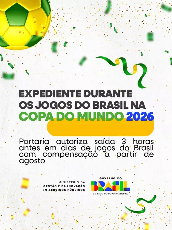 Governo federal define regras para expediente em dias de jogos do Brasil na Copa do Mundo