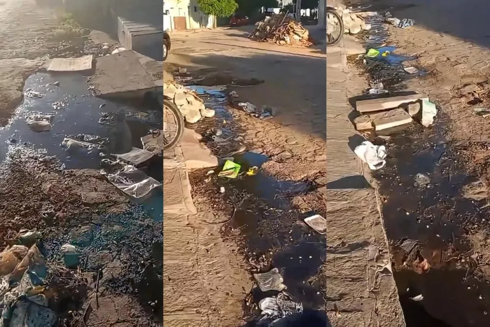 Moradores cobram reparo de galeria estourada na Rua Juventino Lustosa, no Jatobá, em Patos