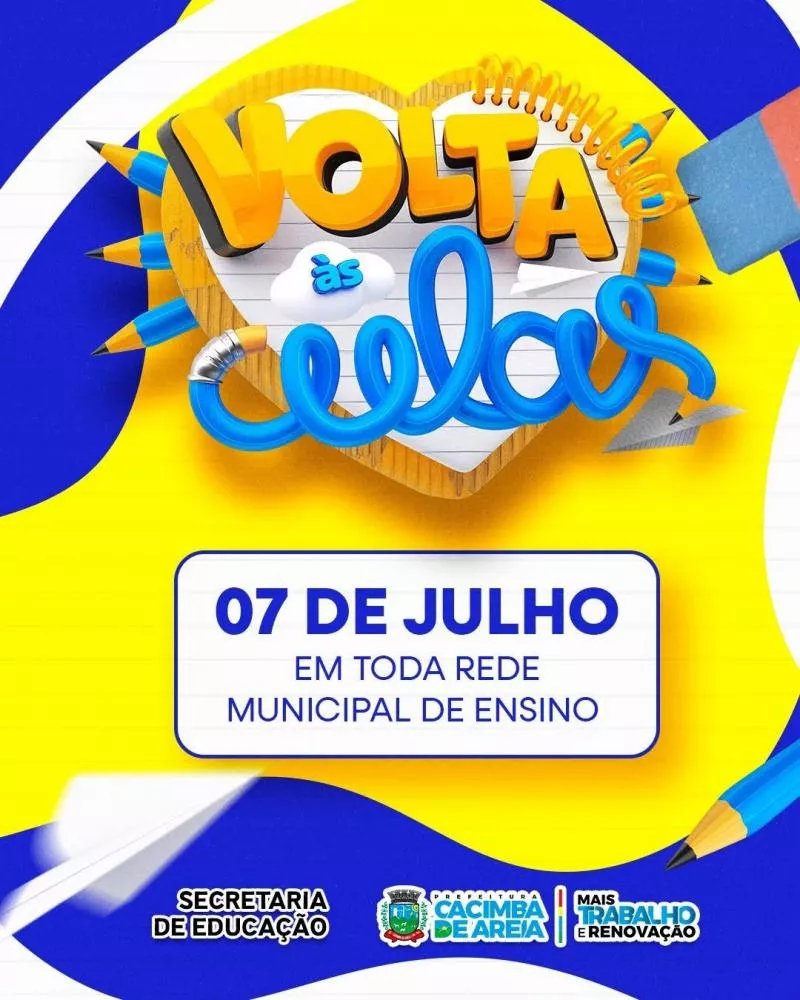 Secretaria de Educação de Cacimba de Areia anuncia retorno das atividades escolares no dia 07 de julho