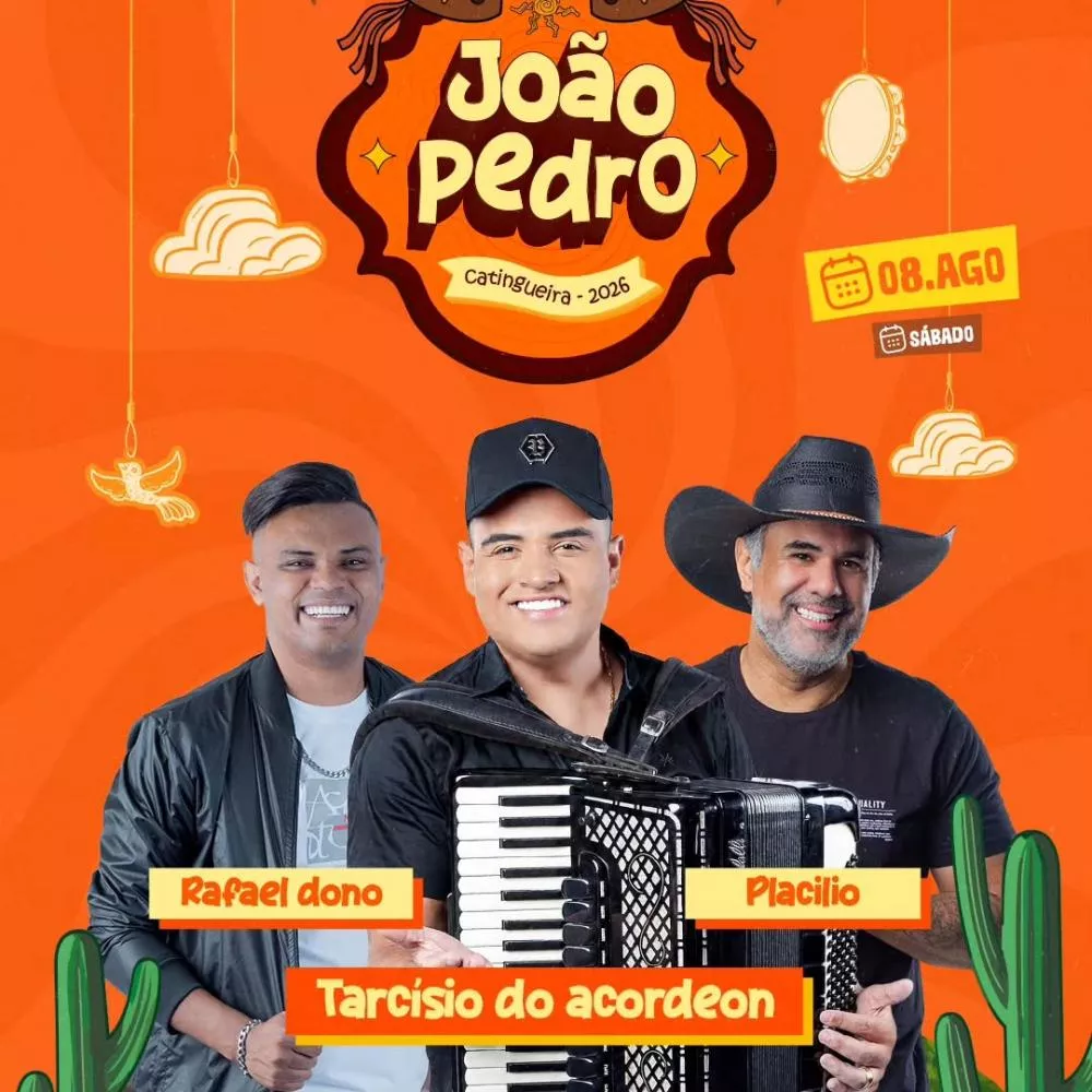 Prefeitura de Catingueira anuncia programação do João Pedro 2026 com Tarcísio do Acordeon como atração principal