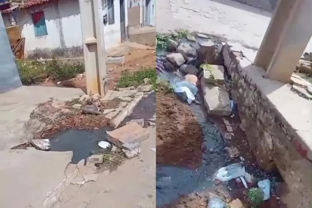 Moradores cobram conserto de galeria estourada há cerca de três meses na Vila Cavalcante e temem risco à estrutura de poste de energia