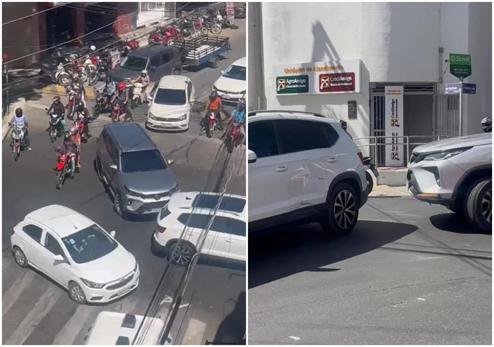 Colisão entre veículos é registrada no início da tarde desta segunda-feira (27), no Centro de Patos 