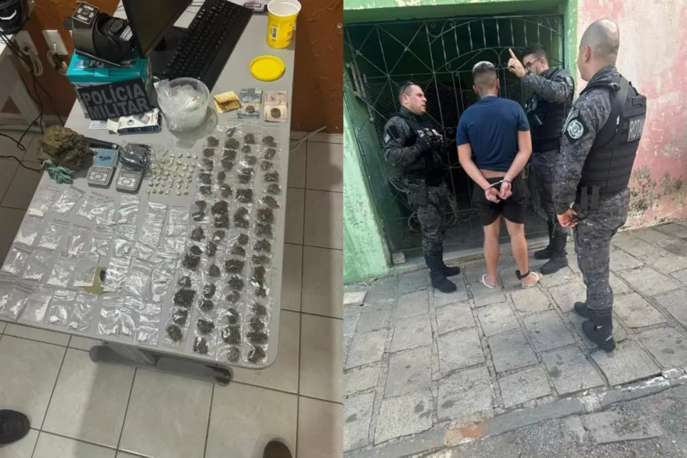 PM desarticula terceiro ponto de tráfico na Rua do Meio, apreende grande quantidade de drogas e prende suspeito monitorado por tornozeleira eletrônica em Patos