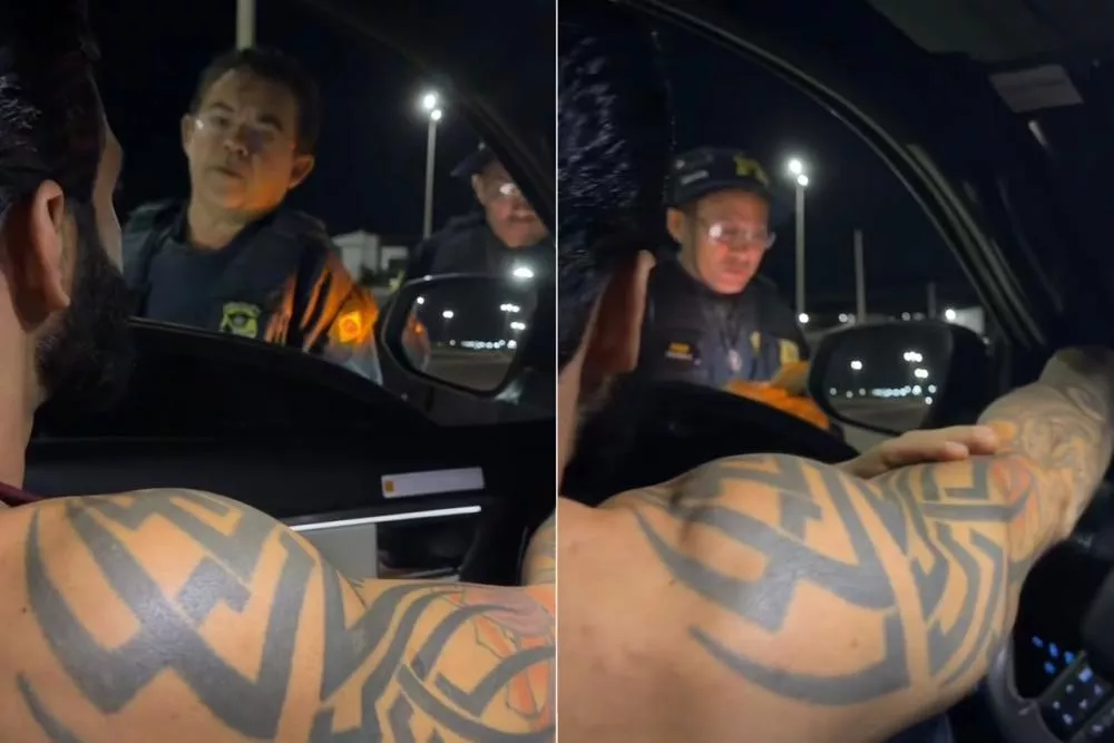 Cantor Gusttavo Lima é parado em blitz da PRF a caminho de show em Caicó e momento viraliza