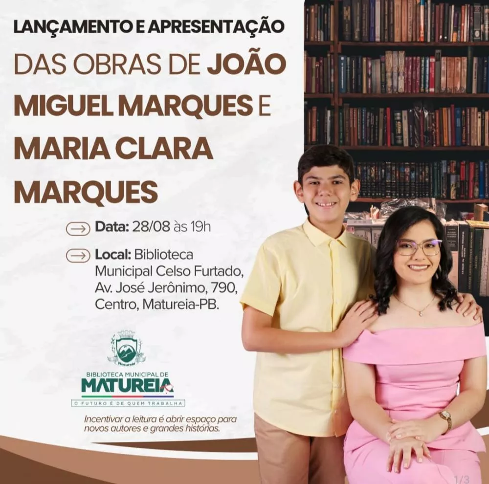 Biblioteca Municipal de Matureia promove encontro literário com jovens escritores patoenses João Miguel e Maria Clara Marques