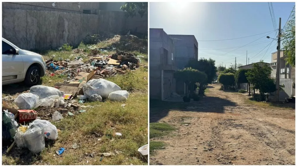 Moradores denunciam acúmulo de lixo em terreno e cobram calçamento de trecho da Rua José Mesquita, em Patos