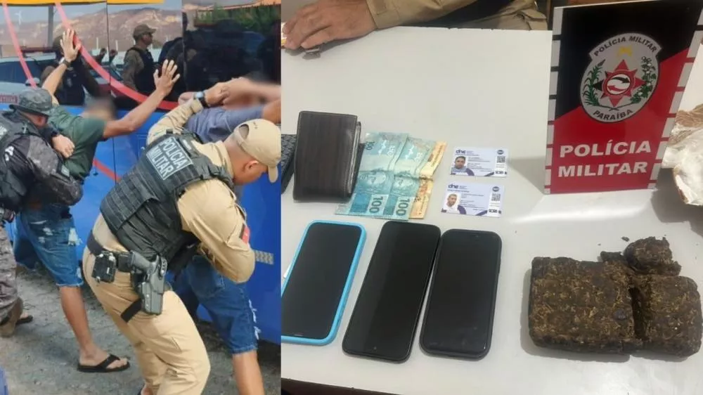 PM prende dois passageiros com meio quilo de maconha em ônibus abordado na BR-230, em Santa Luzia
