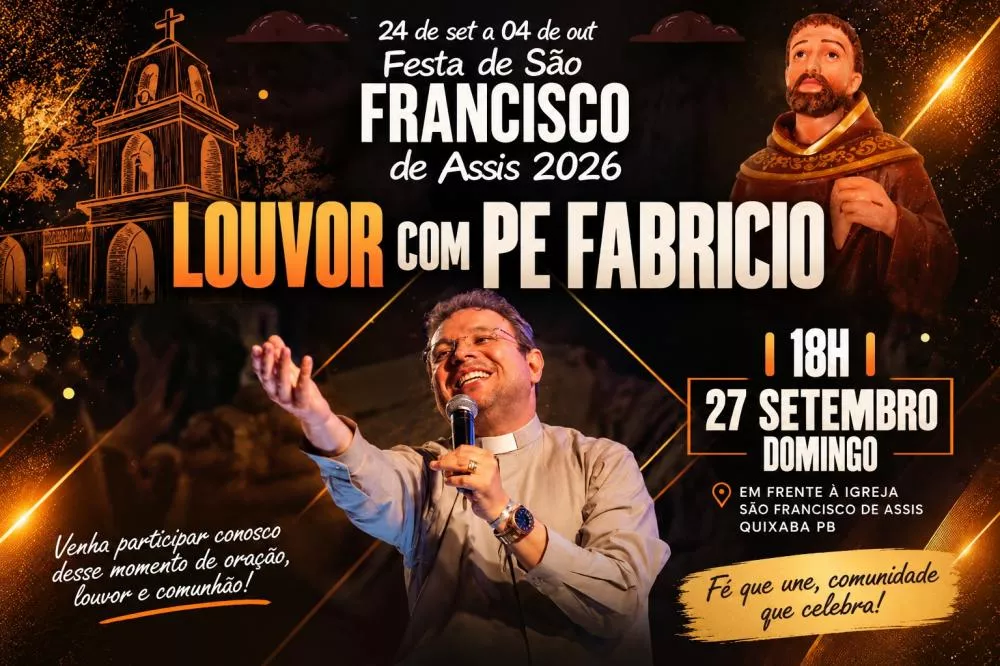 Quixaba se prepara para noite de fé e louvor com Padre Fabrício durante Festa de São Francisco de Assis