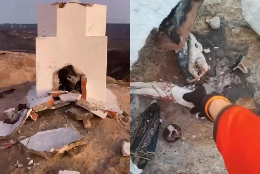 Cruzeiro dedicado a São Sebastião é depredado no alto da Serra do Cajueiro, em São Mamede