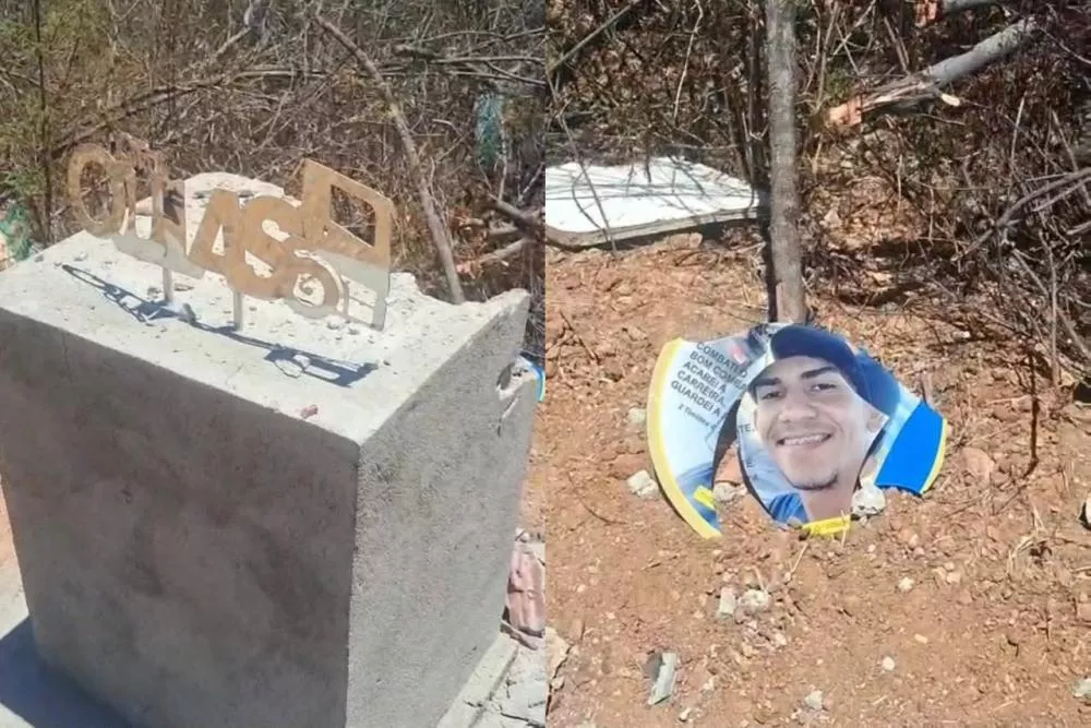 Cidadão expressa indignação após encontrar depredado memorial em homenagem a jovem morto em acidente na BR-230, próximo ao distrito de Santa Gertrudes