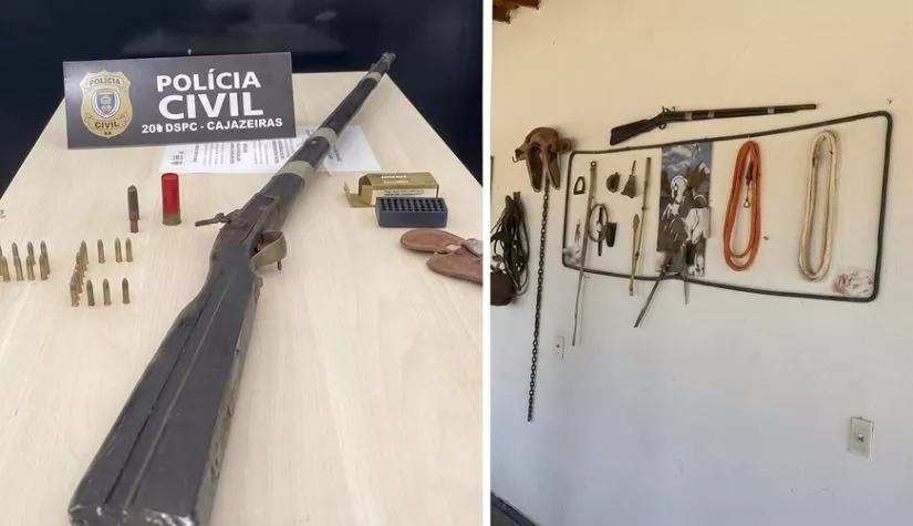 Polícia apreendeu arma de fogo e munições na casa do suspeito Foto: PCPB