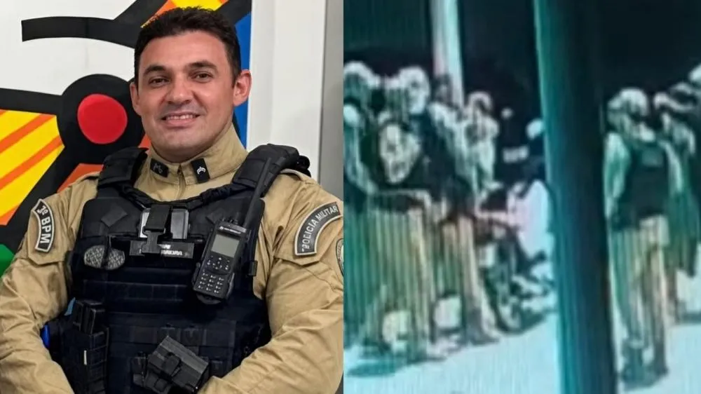 Policial militar salva criança engasgada após pais pedirem ajuda em companhia da PM, em Teixeira