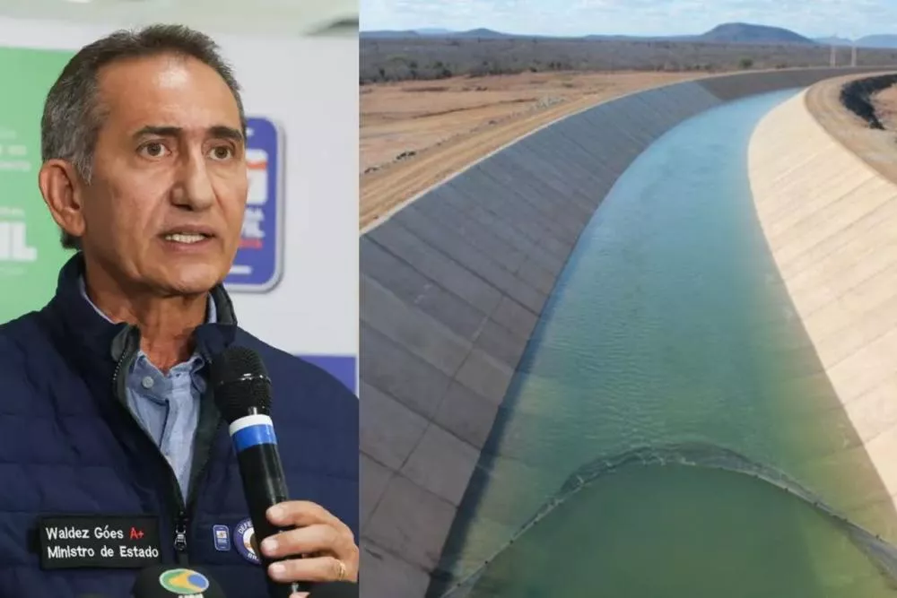 Ministro da Integração e do Desenvolvimento Regional, Waldez Góes - Trecho da transposição do Rio São Francisco no Sertão paraibano (Foto: Antônio Cruz/ Agência Brasil - Divulgação/DNOCS)
