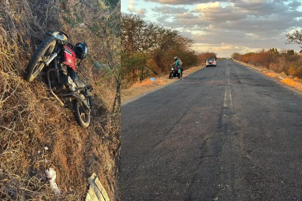 Motociclista fica ferido após perder o controle de moto e tombar na PB-262, entre Patos e São José do Bonfim
