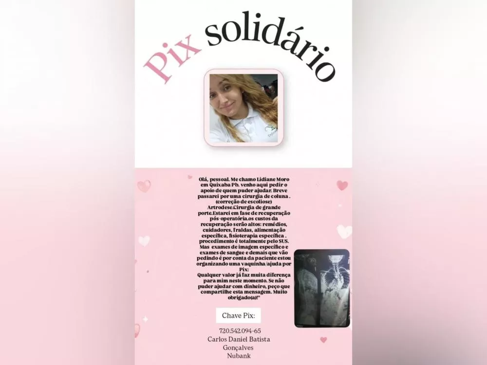 Moradora de Quixaba pede ajuda para custear despesas durante recuperação de cirurgia de coluna