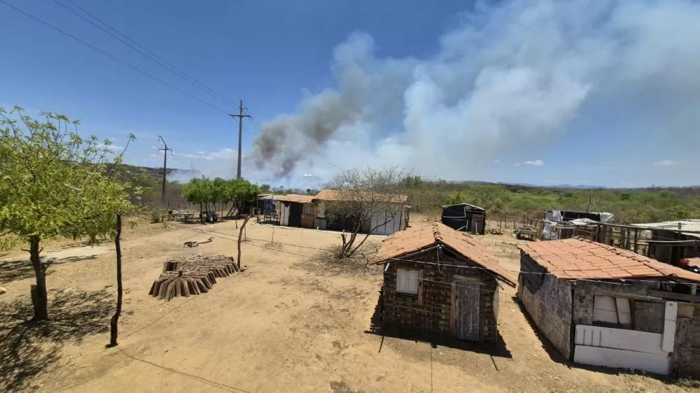 Incêndio de grandes proporções atinge área de vegetação próxima a acampamento do movimento sem-terra, em Patos