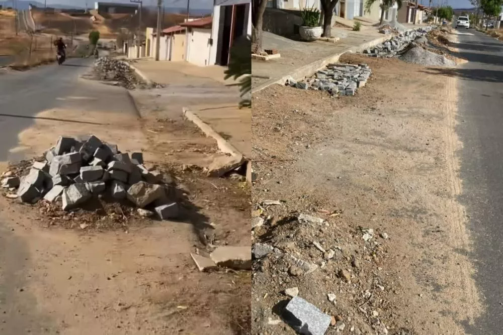 Moradores do bairro dos Estados, em Patos, reclamam de paralisação de obras e dificuldades para acessar as próprias casas