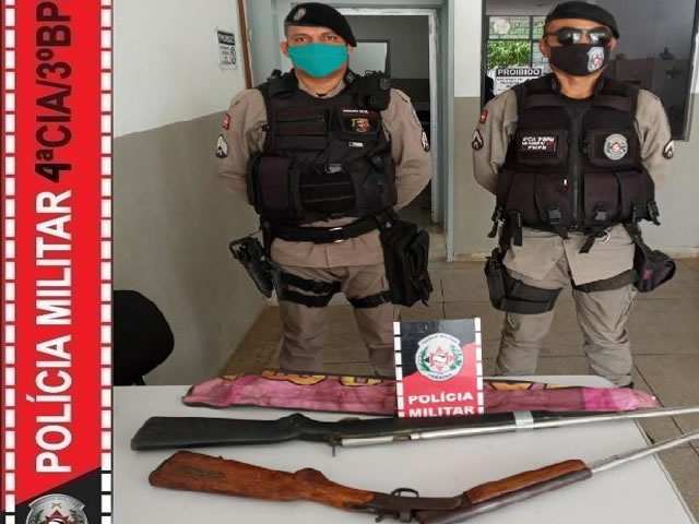 Espingardas são apreendidas pela Polícia Militar na cidade de Teixeira