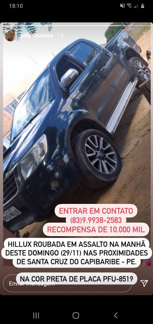 Comerciante tem caminhonete Hilux tomada de assalto e oferece recompensa por informação. Veja
