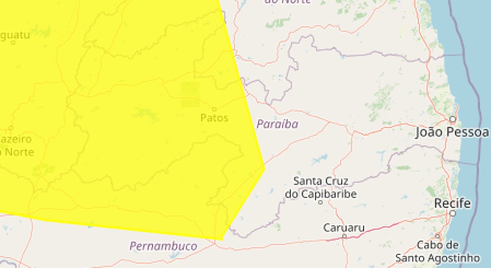 Inmet emite alerta amarelo de baixa umidade para Patos e vários municípios da PB