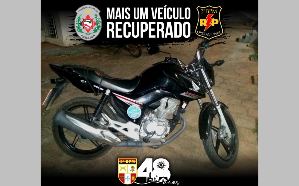 Polícia Militar recupera motocicleta roubada no último domingo em Patos