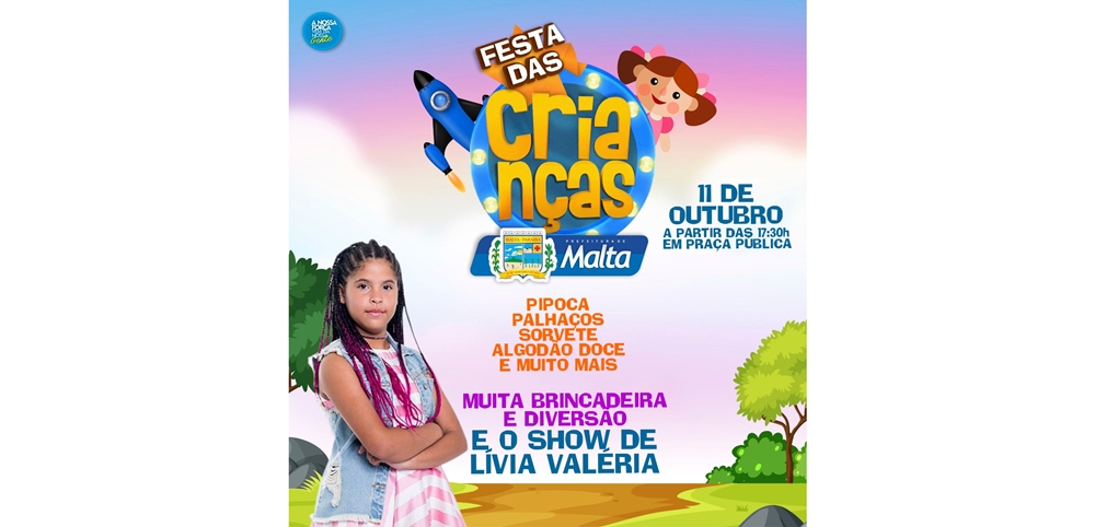 Prefeitura de Malta realizará festa para as crianças em praça pública
